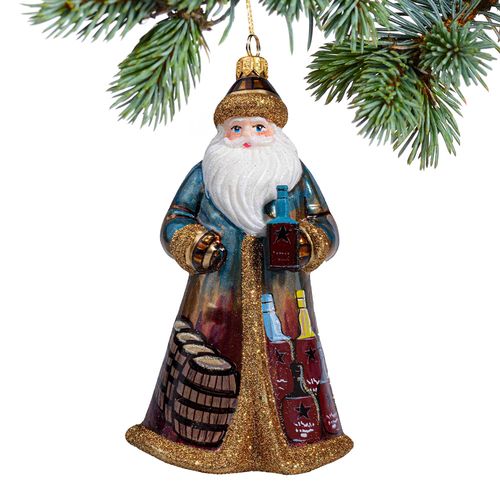 Glass Bourbon Santa Christmas Ornament