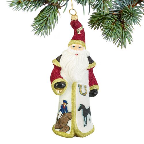 Glass Equestrian Santa Christmas Ornament