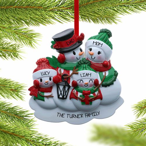 Personalized Family of 4 Christmas Ornament