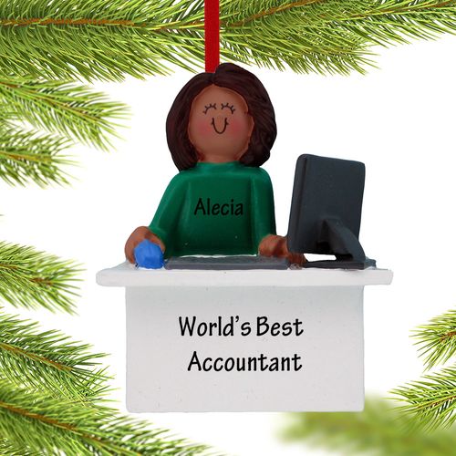 Personalized Accountant Female Christmas Ornament