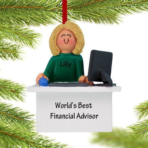 Personalized Financial Advisor Female Christmas Ornament