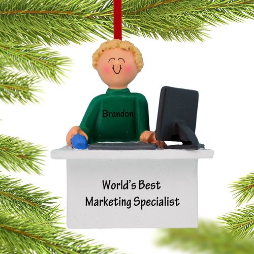 Personalized Marketing Specialist Male Christmas Ornament