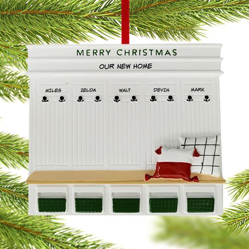 Personalized Mudroom New Home Family Of 5 Christmas Ornament