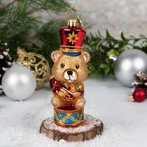 Christopher Radko Drummer Bear Christmas Ornament