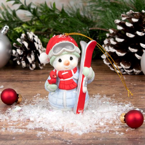 Precious Moments Snowman Skier Christmas Ornament