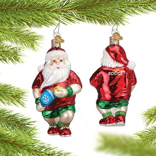 Personalized Pickleball Santa Christmas Ornament