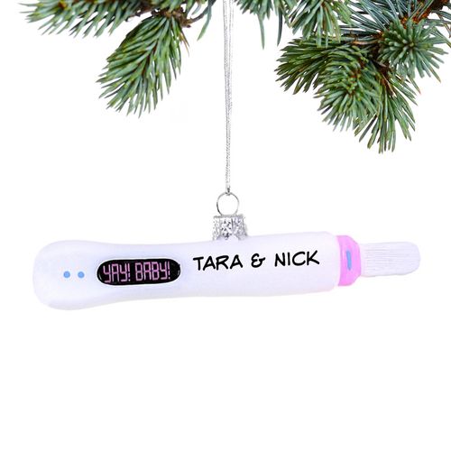 Personalized Yay Baby Pregnancy Test Christmas Ornament