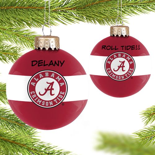 Personalized University of Alabama Glass Christmas Ornament