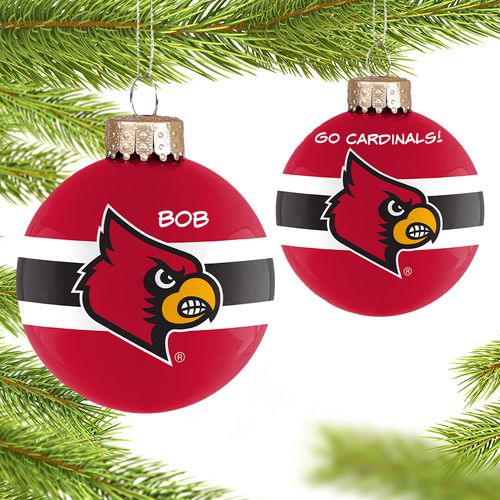 Personalized University of Louisville Glass Christmas Ornament