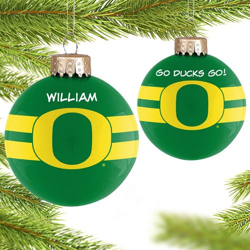 Personalized University of Oregon Glass Christmas Ornament