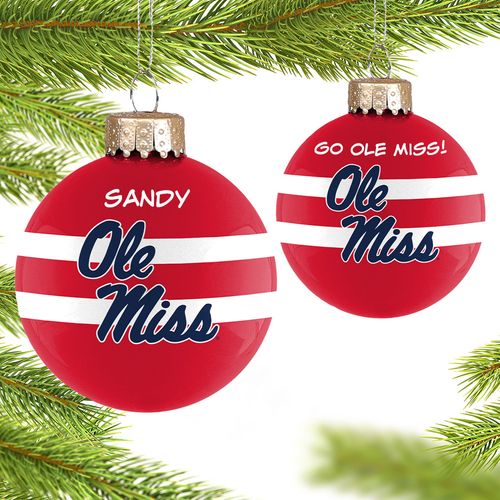 Personalized University of Mississippi Glass Christmas Ornament