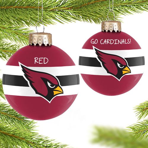 Personalized NFL Arizona Cardinals Striped Glass Christmas Ornament