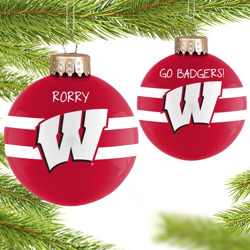 Personalized University of Wisconsin Glass Christmas Ornament