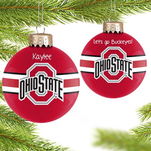 Personalized Ohio State Glass Christmas Ornament