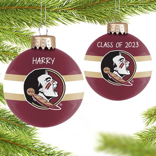 Personalized Florida State Glass School Christmas Ornament