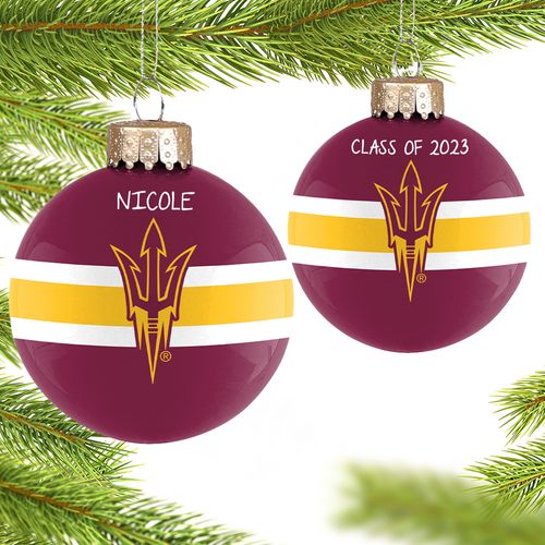 Personalized Arizona State Glass School Christmas Ornament