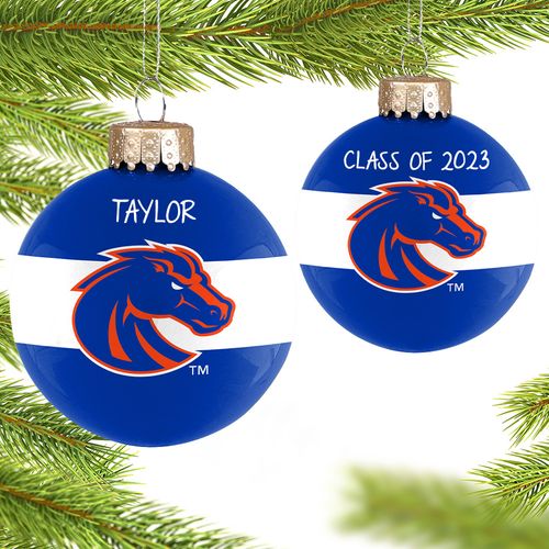 Personalized Boise State Glass School Christmas Ornament