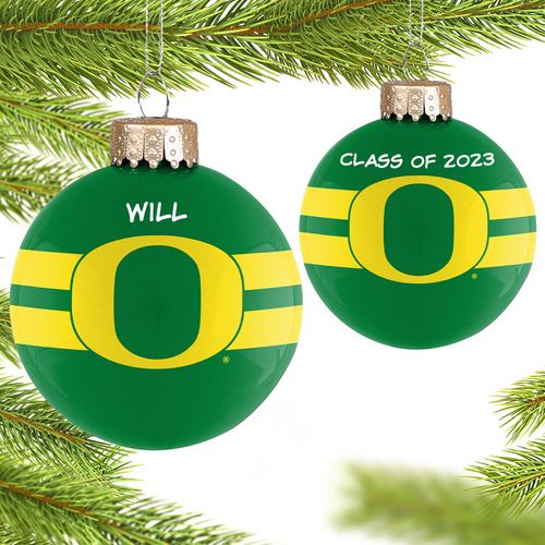 Personalized University of Oregon Glass School Christmas Ornament