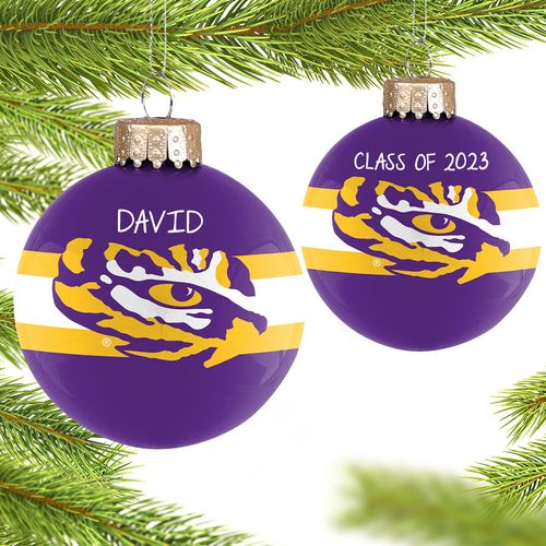 Personalized Louisiana State University Glass School Christmas Ornament