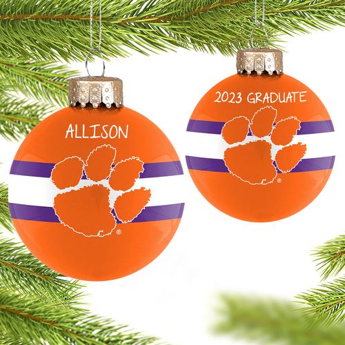 Personalized Clemson University Glass School Christmas Ornament