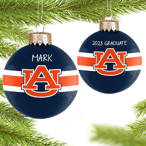 Personalized Auburn University Glass School Christmas Ornament