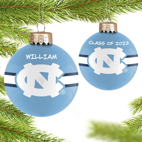 Personalized University of North Carolina Glass School Christmas Ornament