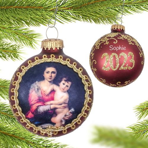 Krebs Personalized 2023 Dated Masters on Silk (Virgin and Child Murillo) Christmas Ornament