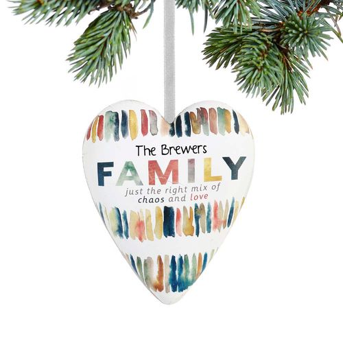 Personalized Family Heart Lock Christmas Ornament