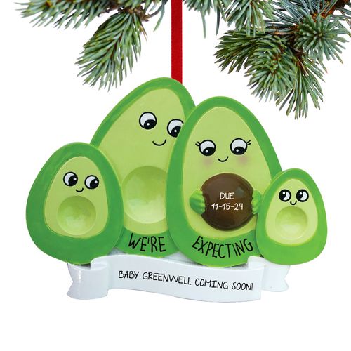 Personalized Avocado Expecting Family Of 4 Christmas Ornament