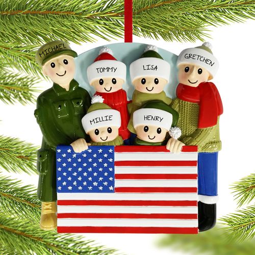 Personalized Military Family Of 6 Christmas Ornament