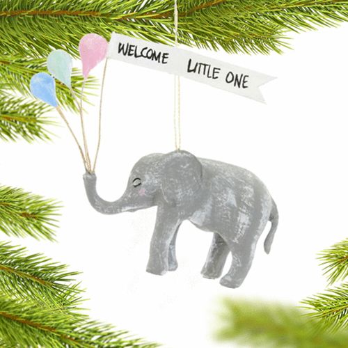 Party Elephant With Balloons Christmas Ornament