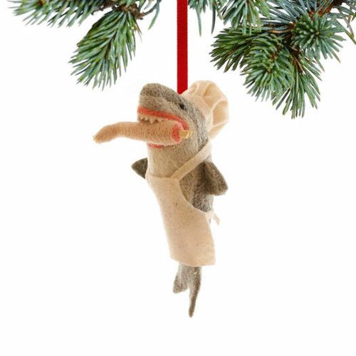 Felt Bon Appetit Shark Christmas Ornament