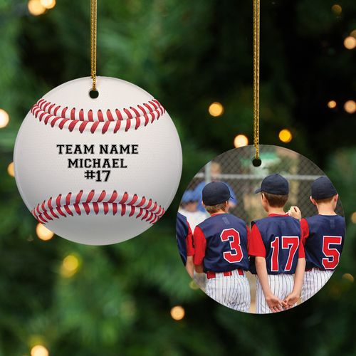 Personalized Baseball Player Photo Christmas Ornament
