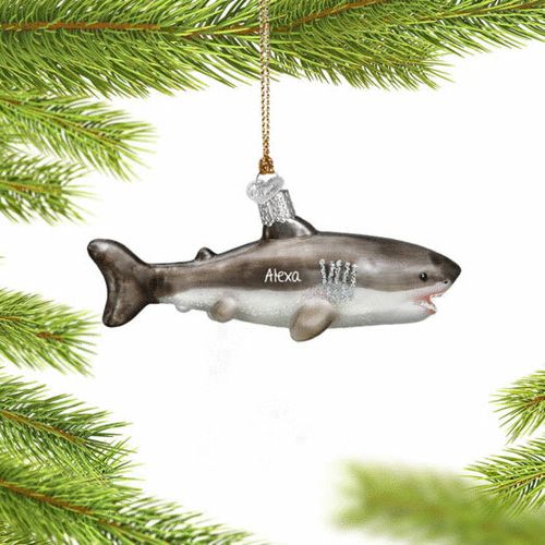 Personalized Great White Shark Christmas Ornament