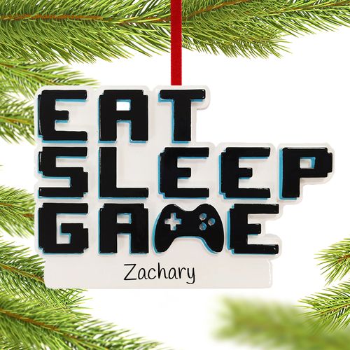 Personalized Eat Sleep Game Christmas Ornament