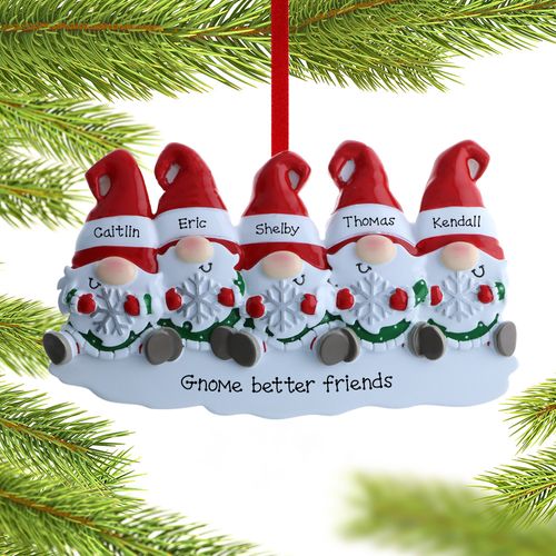 Personalized Gnome Family Of 5 Christmas Ornament
