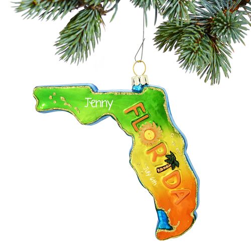 Personalized Florida State Shape Christmas Ornament