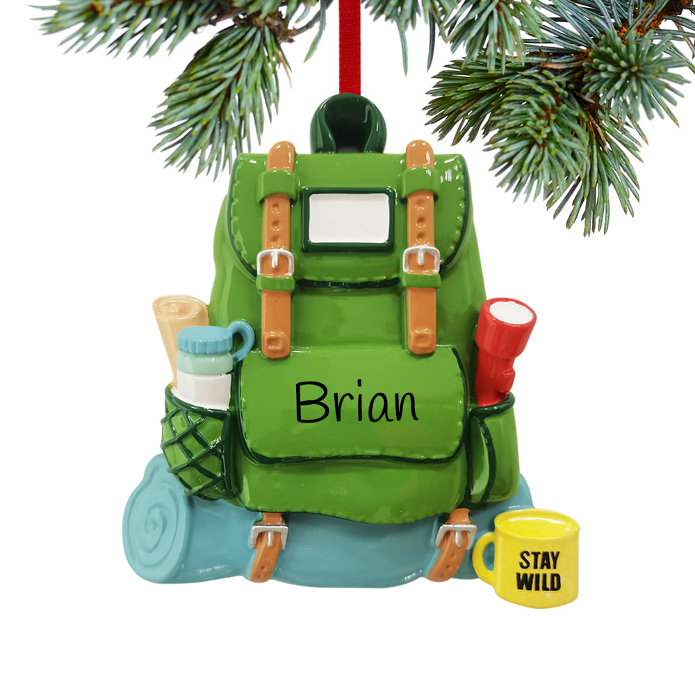 Personalized CampingHiking Backpack Christmas Ornament Personalized