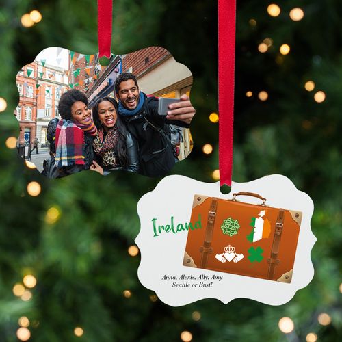 Personalized Ireland Suitcase Photo Christmas Ornament