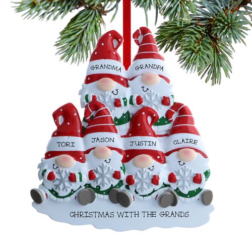Personalized Gnome Family Of 6 Christmas Ornament