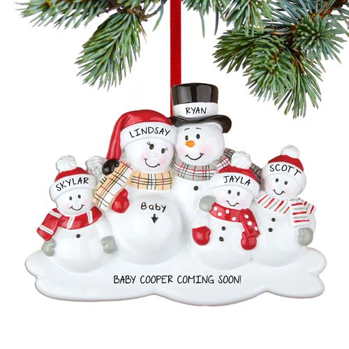 Personalized Family Of 5 Expecting Baby Christmas Ornament