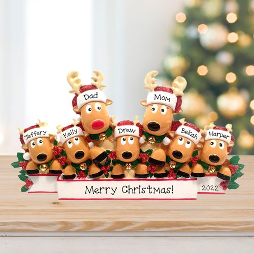 Personalized Reindeer Family Of 7 Christmas Tabletop