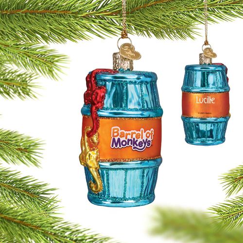 Personalized Barrel Of Monkeys Christmas Ornament