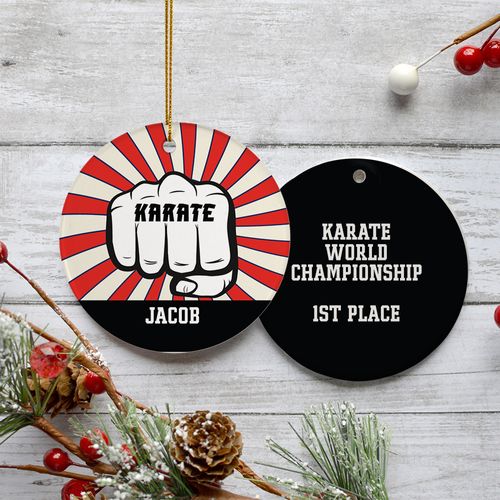 Personalized Karate Punch Christmas Ornament