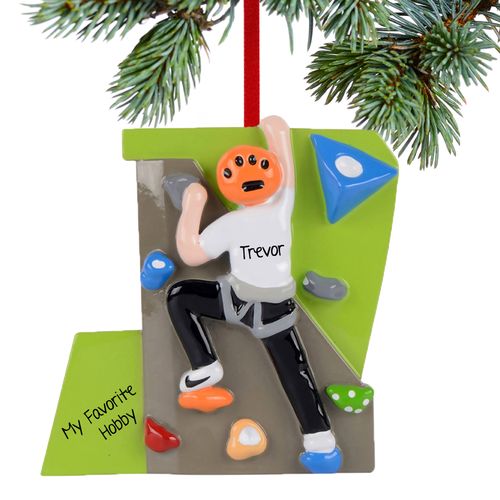 Personalized Male Indoor Rock Climber Christmas Ornament