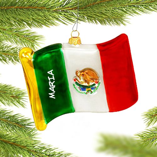 Personalized Flag of Mexico Christmas Ornament
