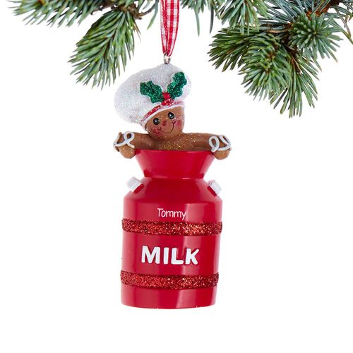 Gingerbread Man Milk Bottle Christmas Ornament