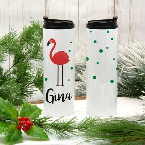Personalized 16oz Stainless Steel Thermal Tumbler- Flamingo