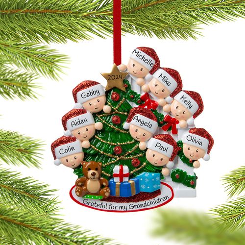 Present Peeking Family of 9 Christmas Ornament