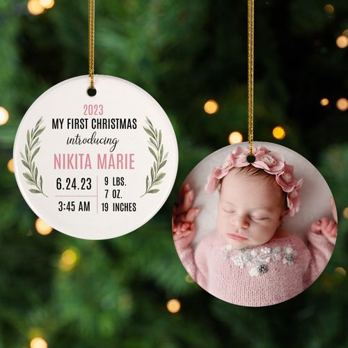 Personalized My First Christmas Baby Girl Christmas Ornament
